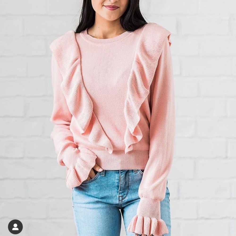 Pink Ruffle Sweater Rachel Parcell Everyday shop size L